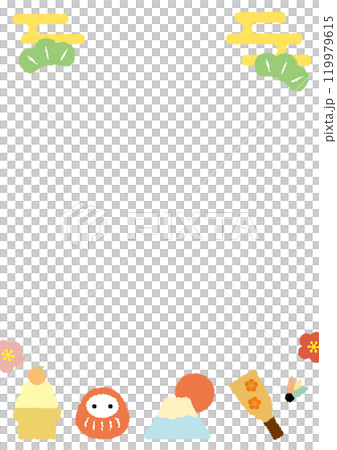 A3 size vertical frame with cute New Year's materials 119979615