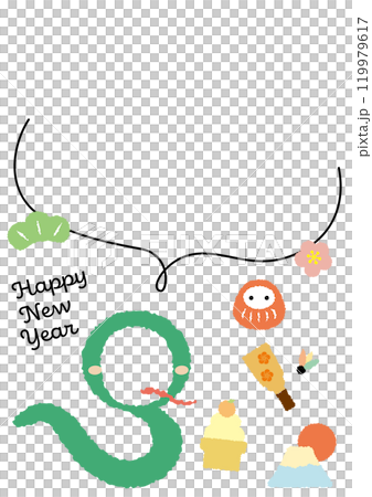 Cute snake photo frame A3 size vertical_speech bubble 119979617