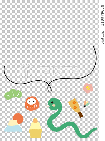 Cute snake and New Year's material A3 size vertical_speech bubble 119979618