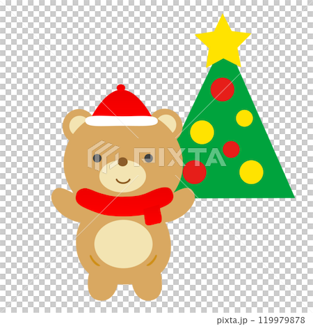 クリスマスをイメージしたかわいいクマのイラストのイラスト素材