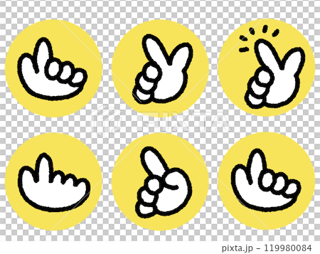 各種姿勢的手繪指向圖示集 119980084