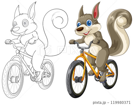 Squirrel Riding a Bicycle Illustration 119980371