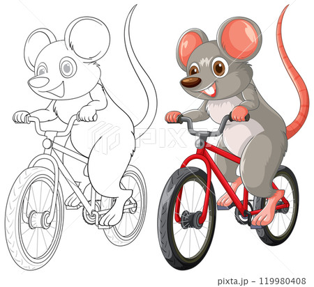 Mouse Riding a Bicycle Illustration 119980408