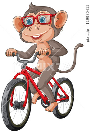 Monkey Riding a Red Bicycle 119980413