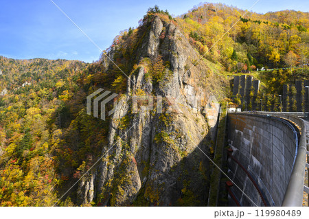 北海道 定山渓 豊平峡ダムの紅葉 北海道 定山渓 豊平峡ダムの紅葉 119980489