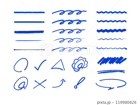 青ペン 手書き素材セット 青ペン 手書き素材セット 119980826