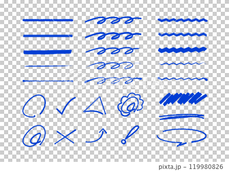 青ペン 手書き素材セット 青ペン 手書き素材セット 119980826