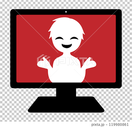 Black silhouette of a villain image on a computer screen 119980861