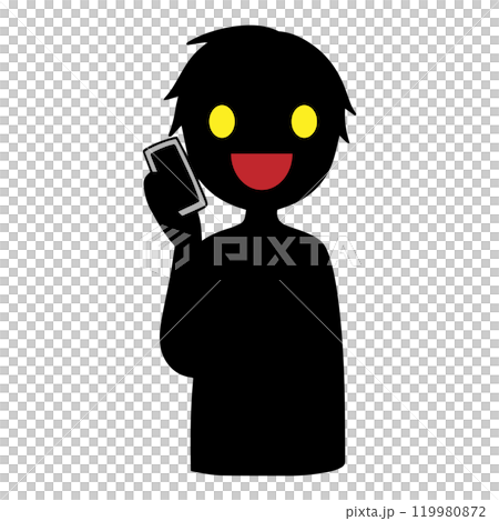 Black silhouette of a villain talking on a smartphone 119980872