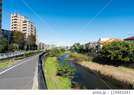 野川の景色　秋の快晴　東京都調布市国領町 119981041