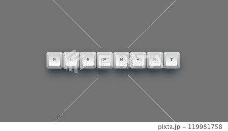 Elephant text on a 3d keyboard button with shadow concept series  119981758
