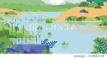 Background Riverbed Stream Cartoon Creek Pond 119982176