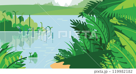 Background Tropical Jungle Cartoon Rainforest Trees 119982182