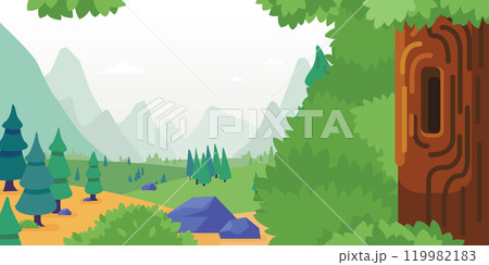 Background Wild Bushes Cartoon Forest Vegetation 119982183