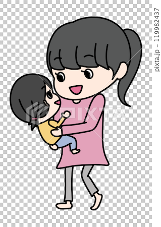A woman holding a child (color) A woman holding a child (color) 119982437