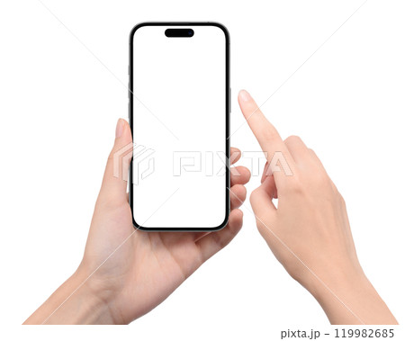 スマートフォンを持つ手と操作する指 119982685