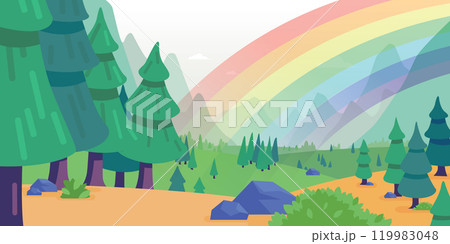 Background Forest Rainbow Mountain Woods Landscape 119983048