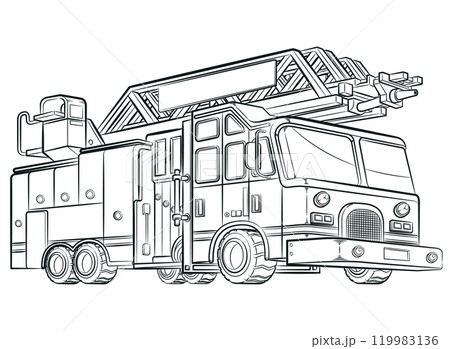Sketch Fire Fighter Engine Truck Vehicle 119983136