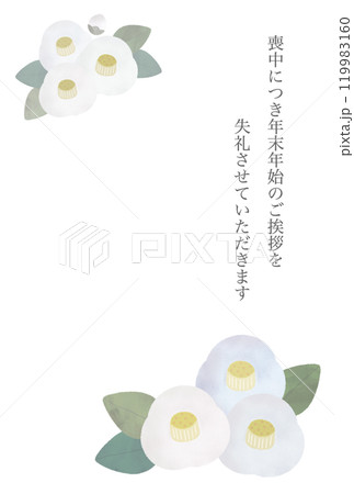 白い椿の喪中はがき（文字あり） 119983160