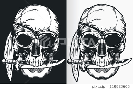 Vintage Pirate Skull with Knife Silhouette 119983606