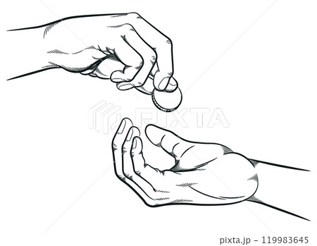 Sketch Hands Giving Receiving Coin Changes 119983645