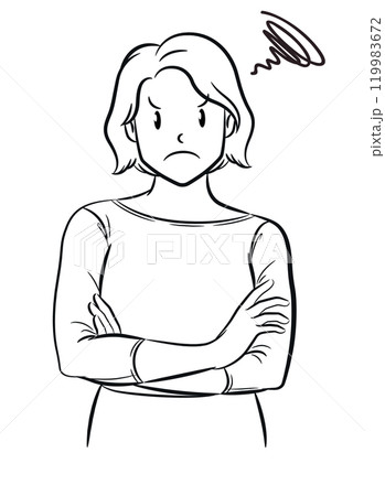Sketch Upset Girl Negative Mad Emotion 119983672