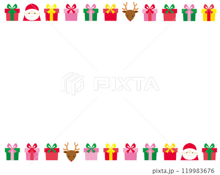 かわいいクリスマスプレゼントのフレームのイラスト素材 [119983676] - PIXTA