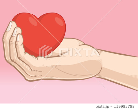 Heart Hand Holding Love Giving Affection Heart Hand Holding Love Giving Affection 119983788