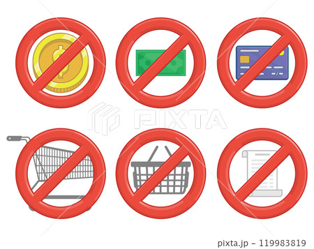 No Sign Shopping Basket Coin Money No Sign Shopping Basket Coin Money 119983819