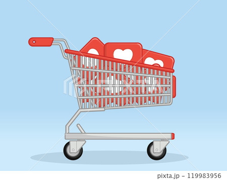Shopping Trolley Love Heart Social Reaction 119983956