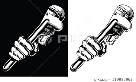 Silhouette Fist Punch Wrench Plumber Spanner Silhouette Fist Punch Wrench Plumber Spanner 119983962