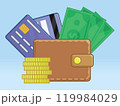 Wallet Filled Coin Stack Credit Cards 119984029