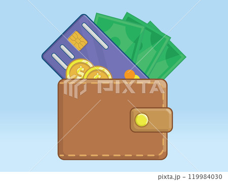 Wallet Filled Money Coin Credit Cards 119984030