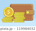 Wallet Money Piles Gold Coin Stacks 119984032