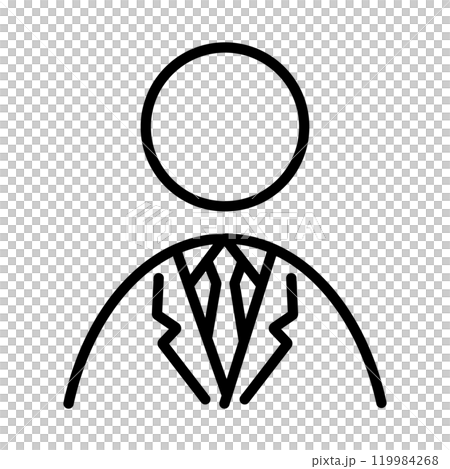Icon of a person in a suit. Simple line drawing vector illustration. 119984268