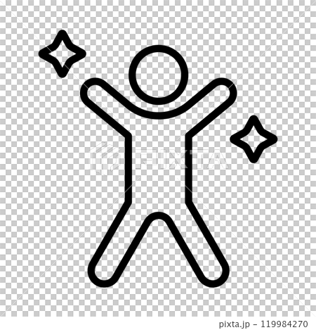 Illustration of a person raising his arms. Simple line drawing vector icon. Illustration of a person raising his arms. Simple line drawing vector icon. 119984270