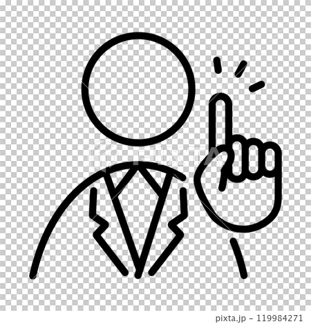 Icon of an expert giving advice. Simple line art vector illustration. Icon of an expert giving advice. Simple line art vector illustration. 119984271