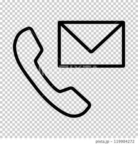 Email and phone icon. Simple line art vector illustration. 119984272