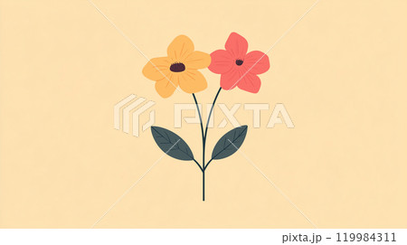 ミニマルな花のイラスト ミニマルな花のイラスト 119984311