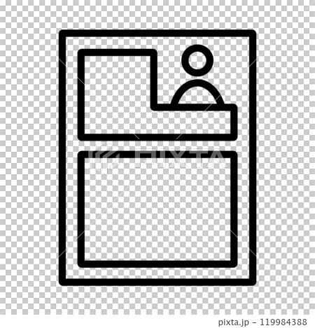履歴書のアイコン。シンプルな線画のベクターイラスト。 119984388