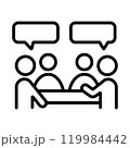 グループディスカッションのアイコン。シンプルな線画のベクターイラスト。 119984442