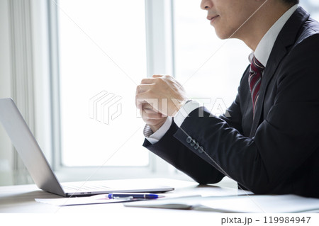 パソコンを見るビジネスマン 119984947
