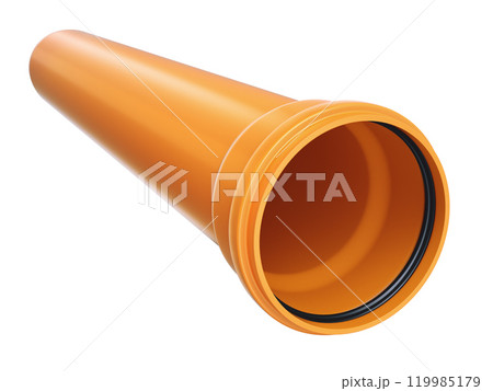 Plastic brown sewer pipe with the seal - 3D illustration 119985179