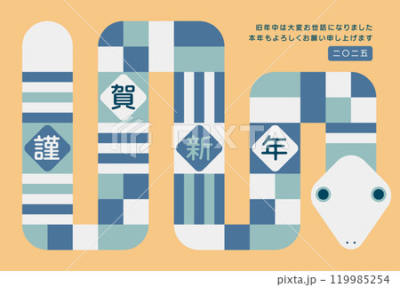 年賀状 年賀素材 巳年 年賀状テンプレート 119985254