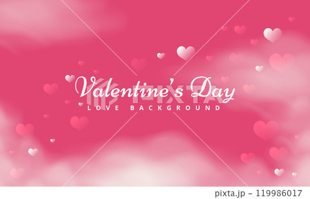 Valentine Day Background. Heart Gradient Heart and vector Cloud. Happy Valentine's Day poster. Greeting card. Pink color wedding banner. Valentine's day abstract background of heart shape 119986017