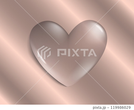 Realistic vector Transparent Water Drop in shape of Heart. Translucent liquid droplet. Realistic Vector Liquid Heart refraction bubble. Foam bubbles Love simbol. Multicolored transparent bubble heart 119986029