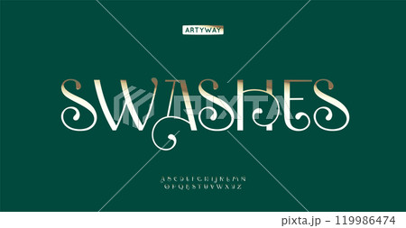 Swashes alphabet, ornate flourishes letters, ornamental font for decorative logo, fancy headline, forged monogram. Elegant sophisticated typography. Vector typeset. Swashes alphabet, ornate flourishes letters, ornamental font for decorative logo, fancy headline, forged monogram. Elegant sophisticated typography. Vector typeset. 119986474