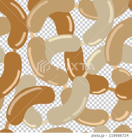 黒バックにつながったソーセージが重なり合ってるシームレスパターン 119986724