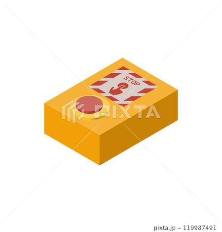 駅のホームにある非常停止ボタンのイラスト、アイソメトリックな素材。上面法2。 119987491