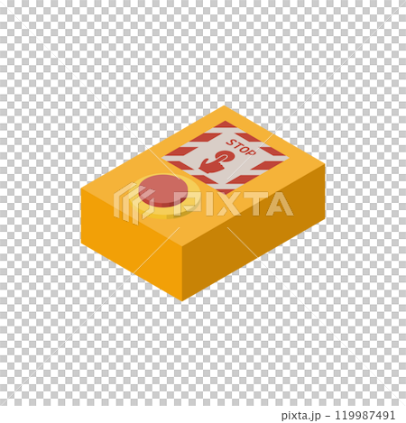 駅のホームにある非常停止ボタンのイラスト、アイソメトリックな素材。上面法2。 119987491